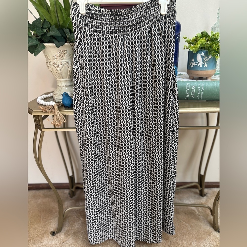 BAR lll Palazzo Black and White Geometric Wide Leg High Rise Women's Pants Sz M - Picture 3 of 9